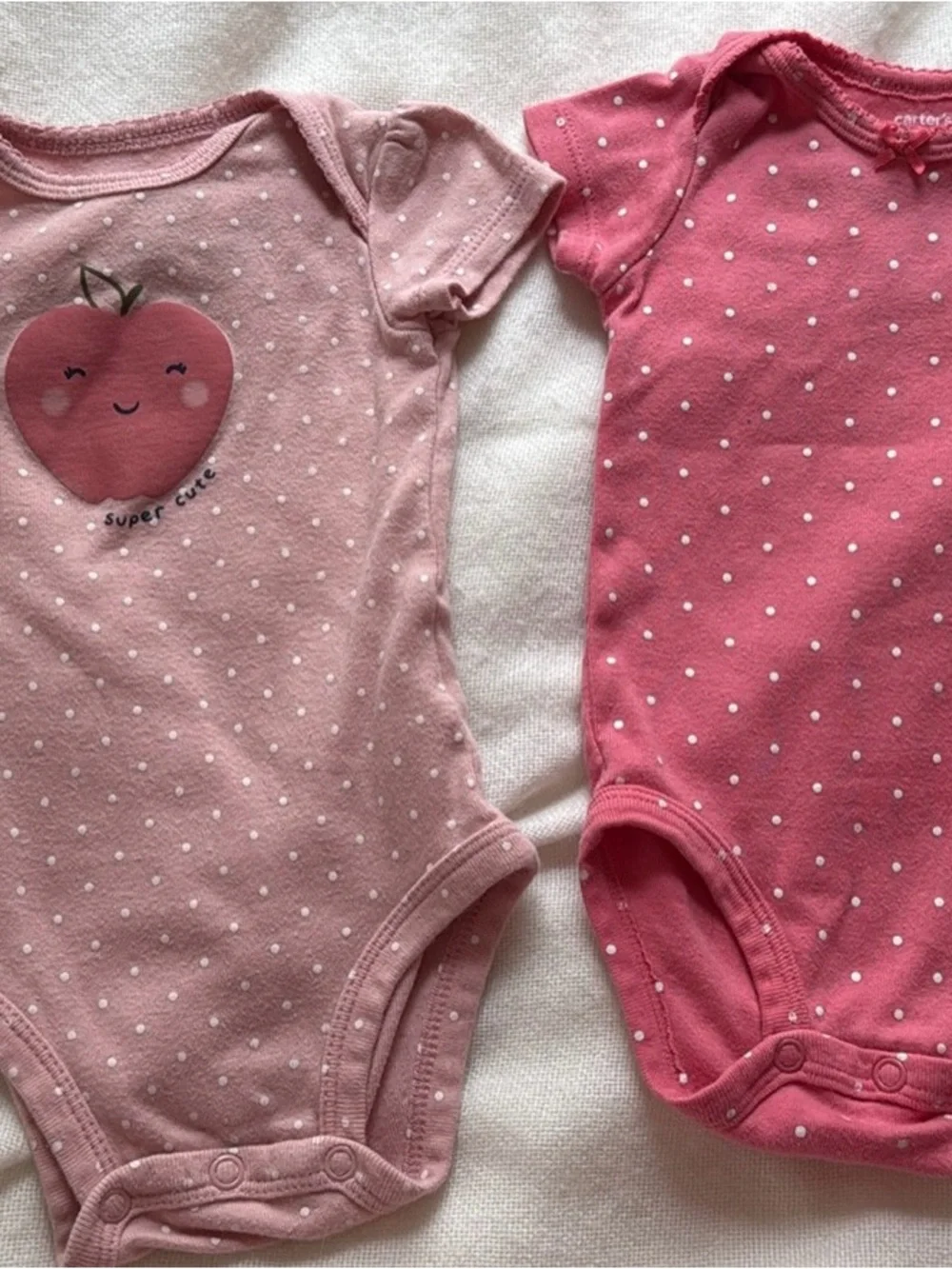 Carter's Pink Polka Dot One-Piece Bodysuit Duo - Light Pink & Dark Pink
